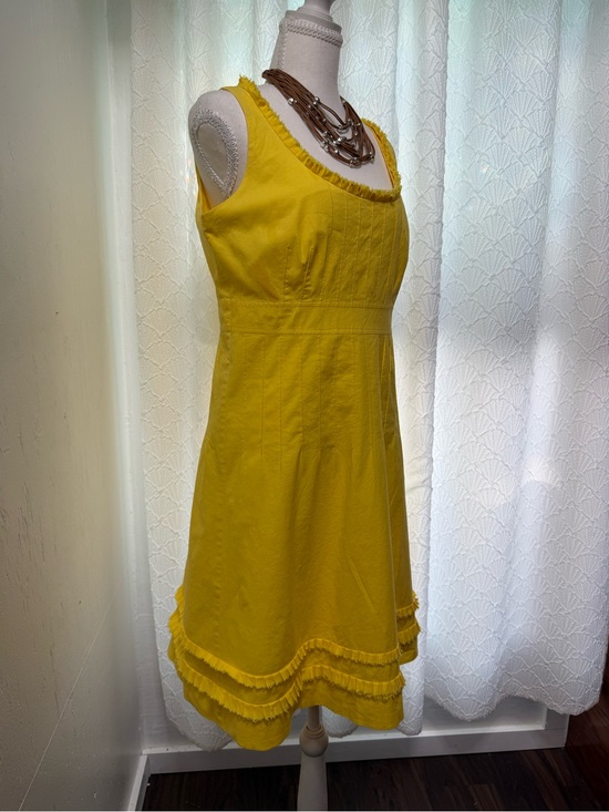 Tory Burch Dresses & Skirts - Tory Burch Yellow Sleeveless Midi Dress with Fringe Hem